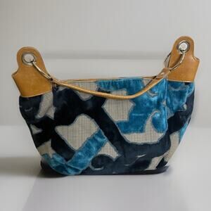 Glenda Gies Millie Navy/Teal Chenille Handbag Purse NWOT